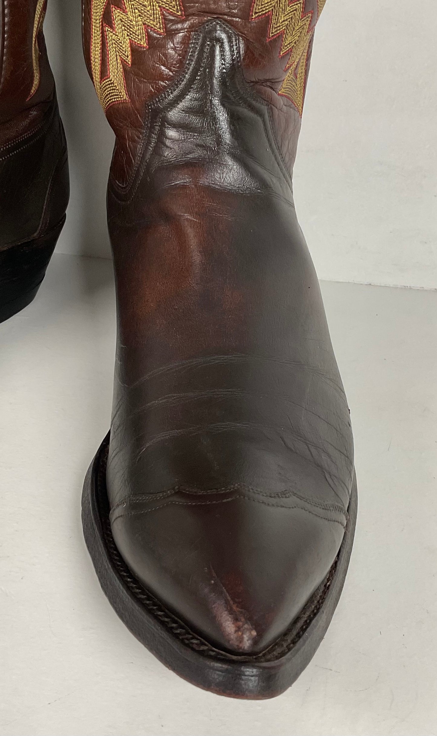 Custom Cowboy Boots | Wingtip Triad | Dark Brown Calfskin | Narrow | Men’s 9.5