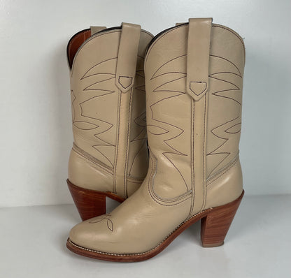 Vintage Frye Cowgirl Boots | Original Box | Alabaster | Women’s 8 B