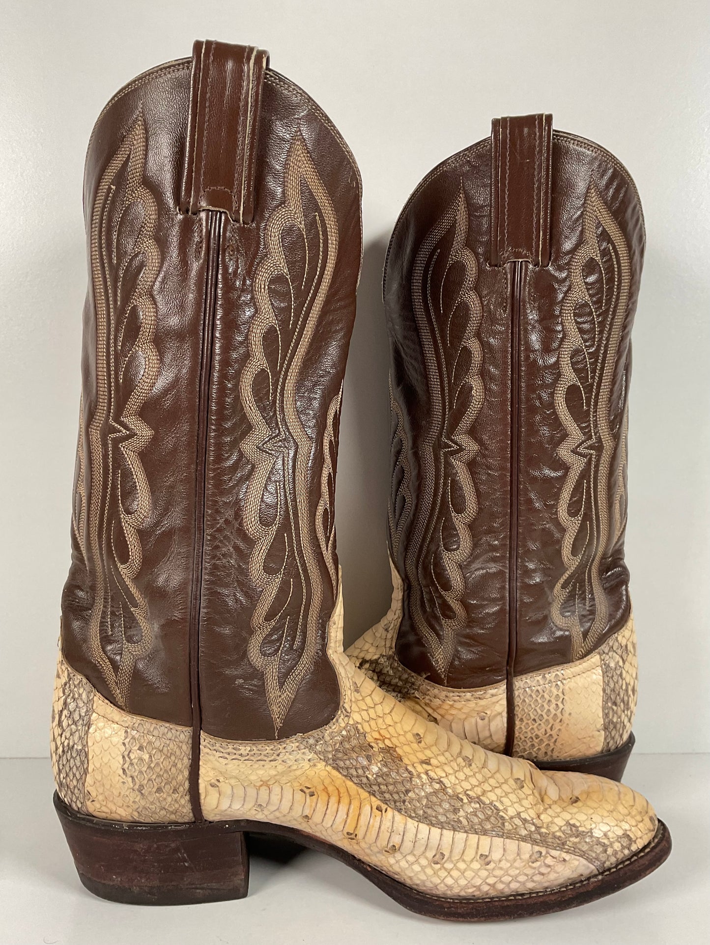 Vintage Tony Lama Water Snake Cowboy Boots 9 D Gold Label Snakeskin