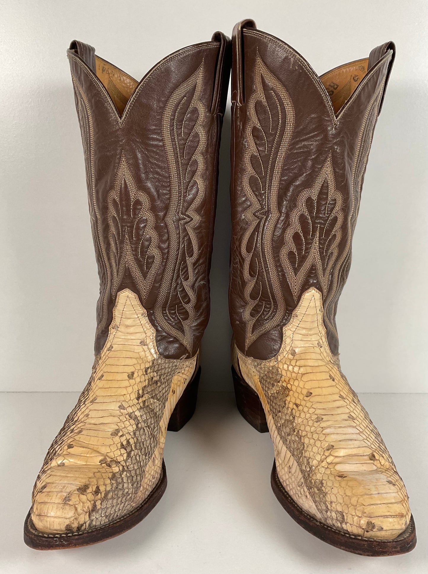 Vintage Tony Lama Water Snake Cowboy Boots 9 D Gold Label Snakeskin