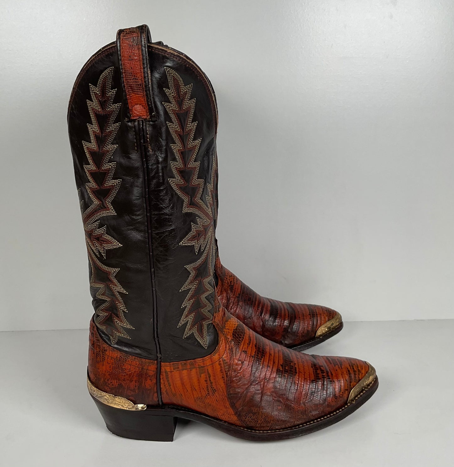 Vintage Dan Post Teju Lizard Cowboy Boots | Natural Cut | USA Made | Men’s 8.5 B