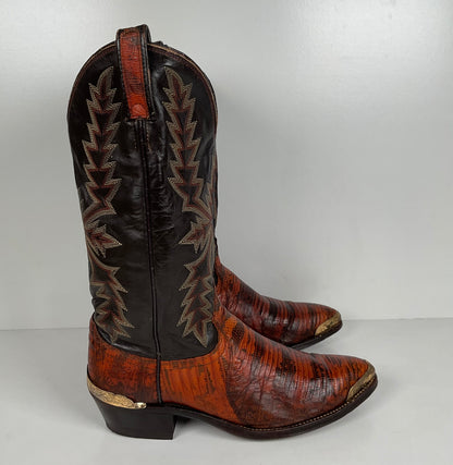 Vintage Dan Post Teju Lizard Cowboy Boots | Natural Cut | USA Made | Men’s 8.5 B