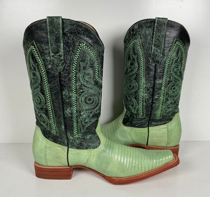 Los Altos Teju Lizard Cowboy Boots | Lime Green | Men’s 10.5 EE