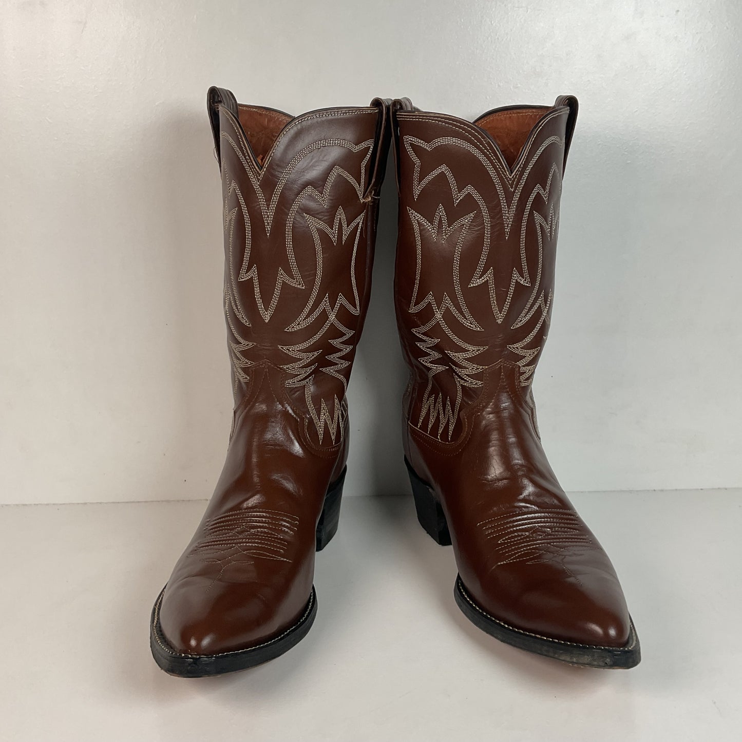 Vintage 1960s Cowtown Cowboy Boots 12 D Chocolate Brown