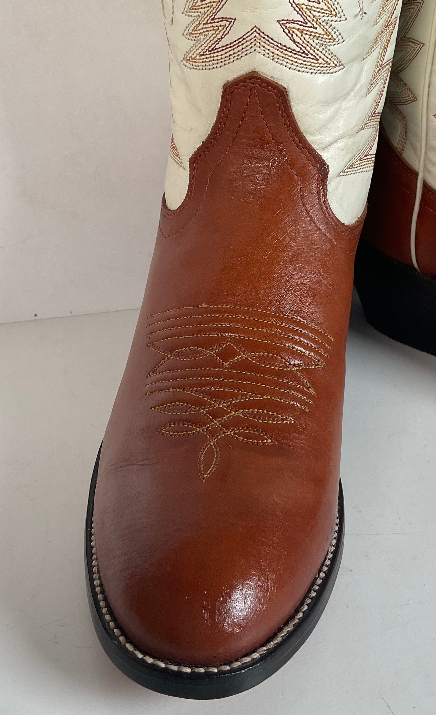 Hondo Calfskin Leather Cowgirl Boots 10 B White Upper
