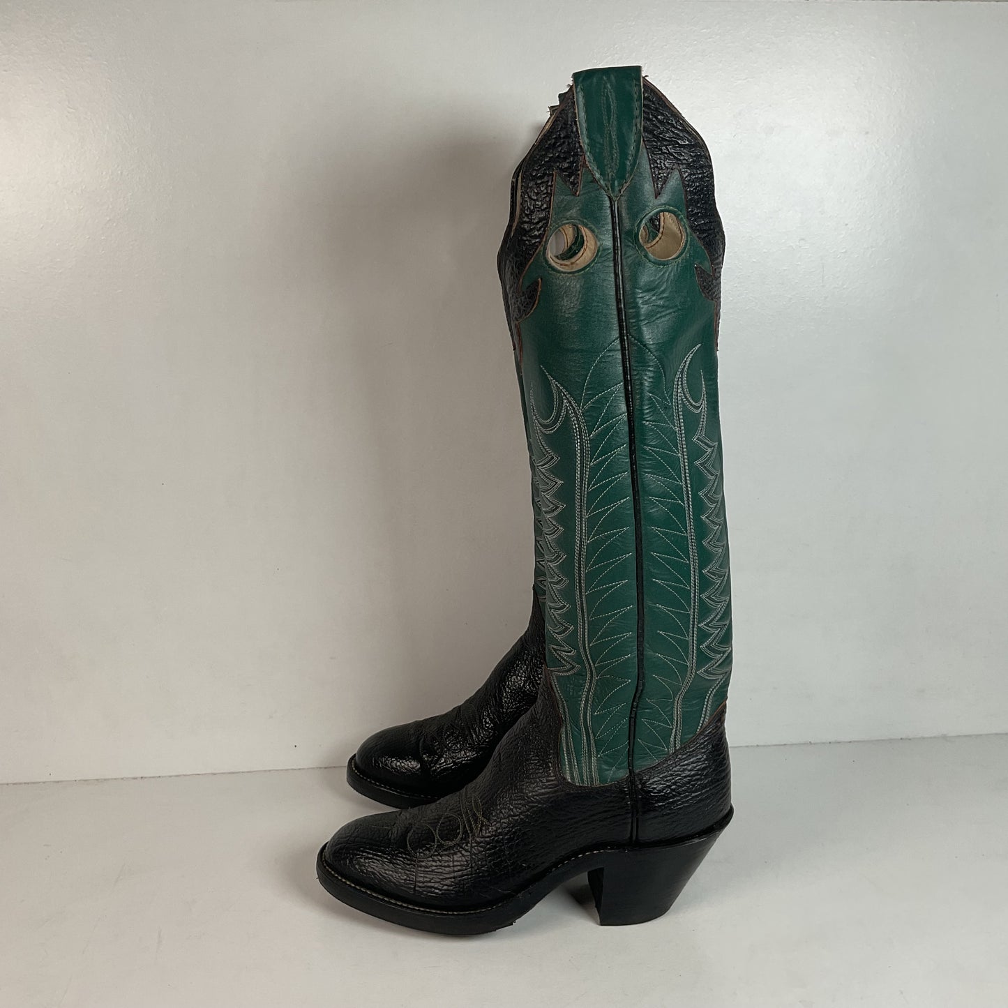 Vintage Sanders Shark Skin Buckaroo Boots Men’s 6.5 | Women’s 8 Exotic Overlay