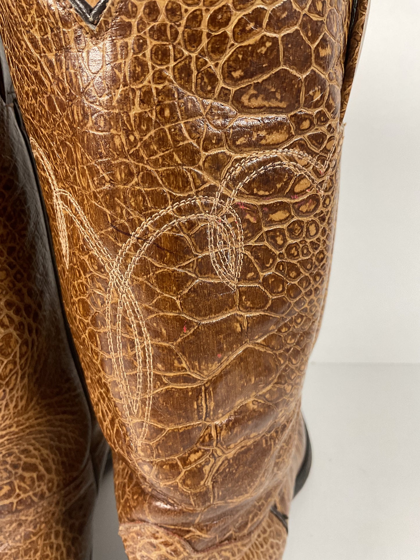 Vintage Wrangler Full Sea Turtle Print Cowboy Boots 9.5 D 60s 70s Whip Stitch