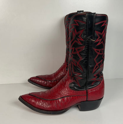 Vintage Cowtown Algonquin Toe Cowboy Boots | Pre-Ban Sea Turtle | Red | Men’s 8 D
