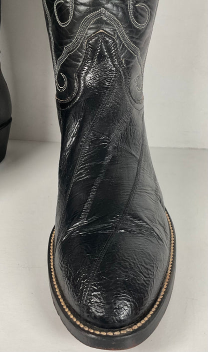 Vintage Hondo Eel Skin Cowboy Boots | Exotic | Black | Narrow | Men’s 11.5 B