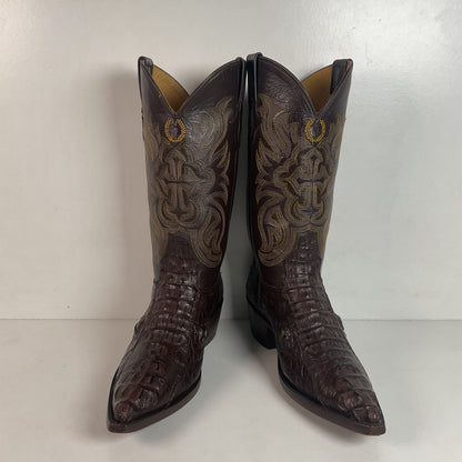 Custom Caiman Crocodile Cowboy Boots Men’s 8.5 Exotic Head Cut