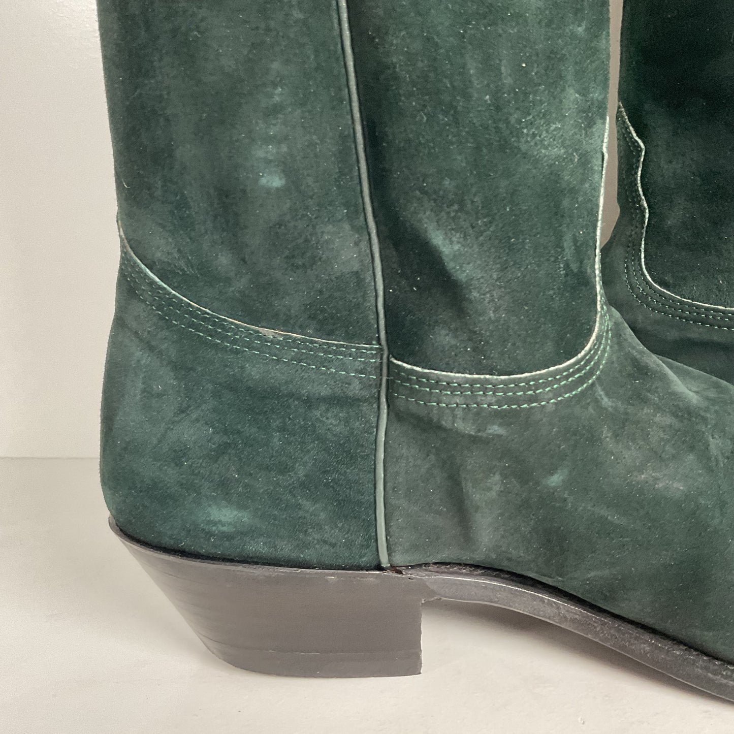 Vintage Nocona Wild Boar Cowboy Boots | Pig Skin Suede | Emerald Green | Men’s 11.5 E