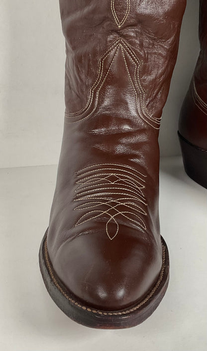 Vintage Nocona Cowboy Boots | Chocolate Calfskin | 1960s-1970s | Men’s 10 D