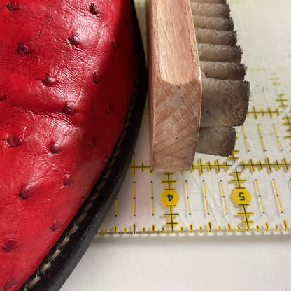 Justin Women’s Ostrich Quill Roper Boots 7 B USA Made Exotic Ruby Red