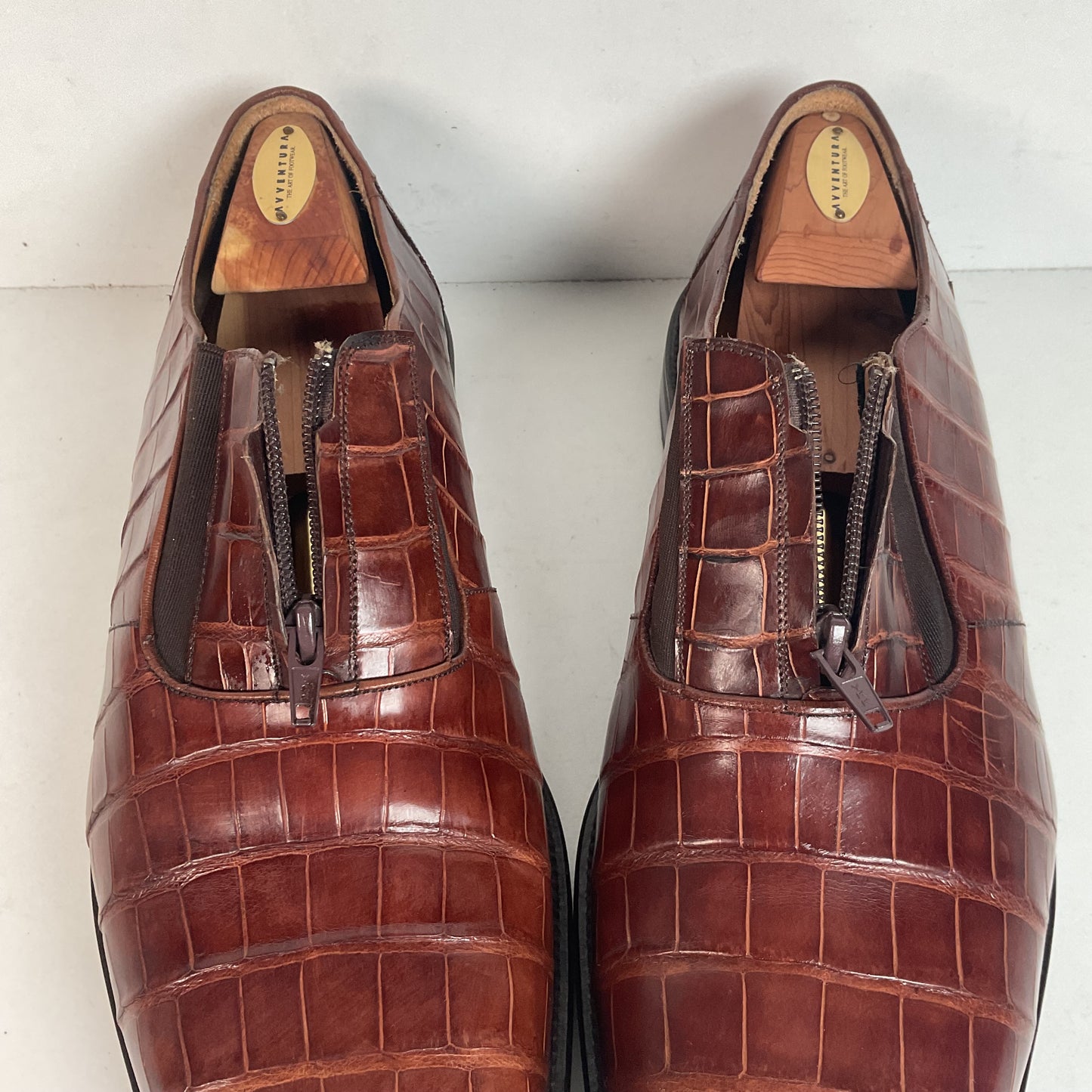 Avventura Exotic Caiman Crocodile Loafers 14 M Zipper