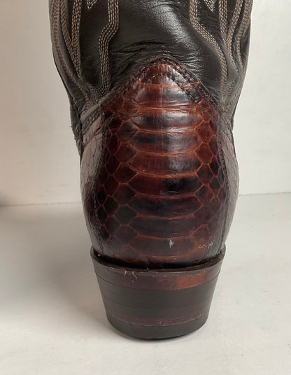 Vintage Texas Imperial Cowboy Boots 9.5 D Python Snakeskin Back Cut