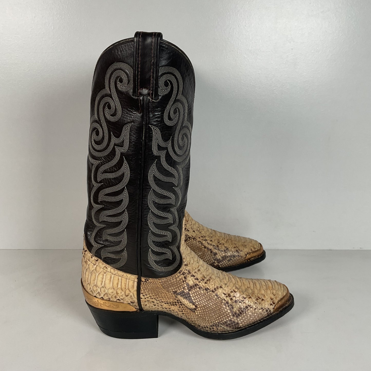 Vintage Tony Lama Python Snakeskin Cowboy Boots | Gold Label | Men’s 7.5 D