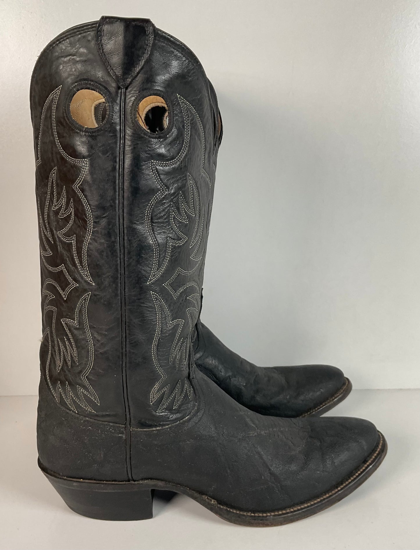 Justin Faux Elephant Print On Cowhide Buckaroo Cowboy Boots 10 D Punchy