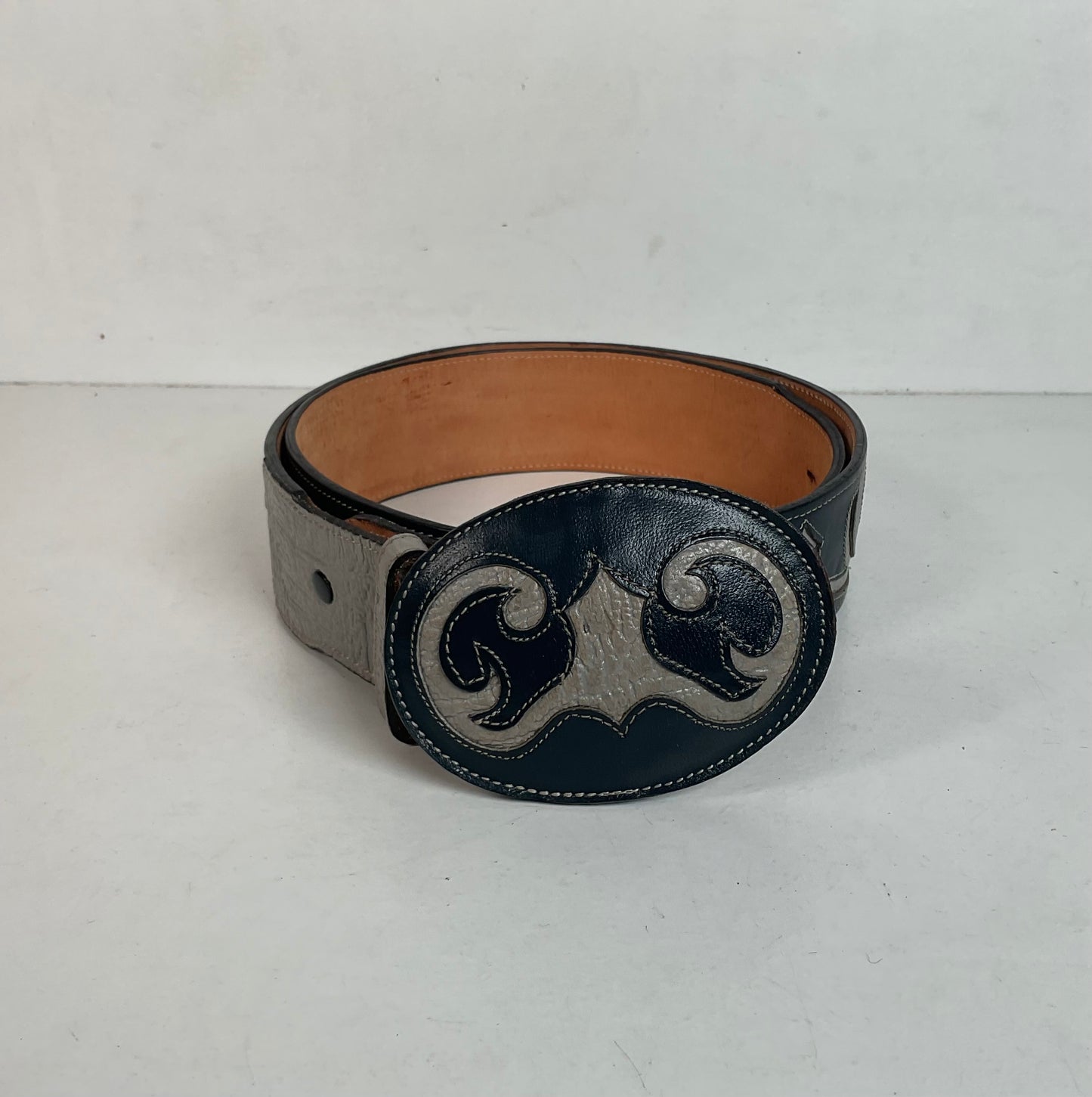 Tony Lama Antelope Skin Belt 36 Navy Blue Exotic USA Made