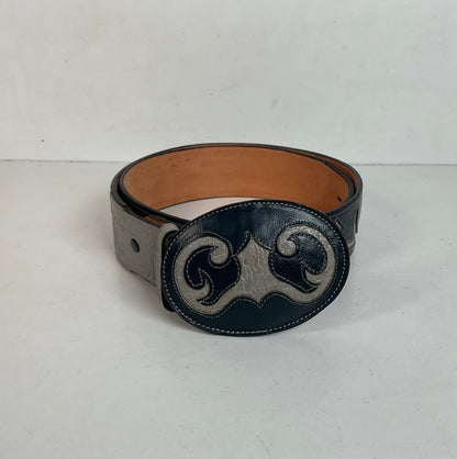 Tony Lama Antelope Skin Belt 36 Navy Blue Exotic USA Made