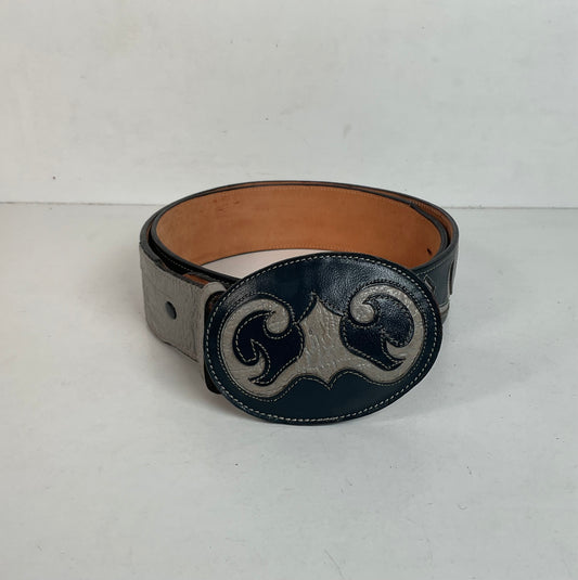 Tony Lama Antelope Skin Belt 36 Navy Blue Exotic USA Made