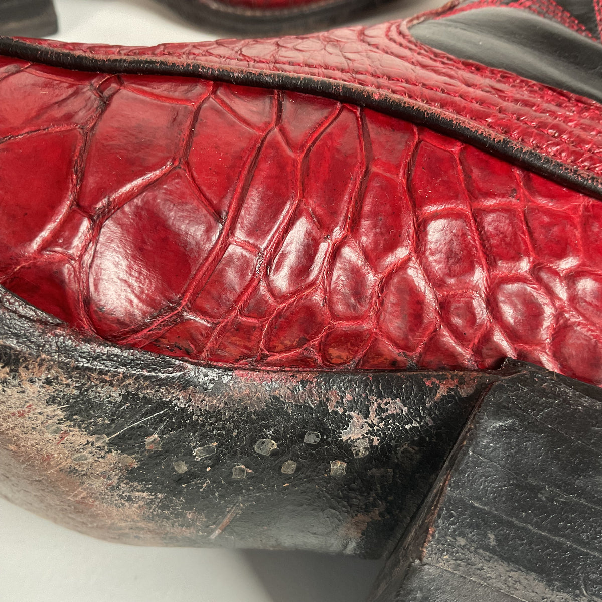 Vintage Cowtown Algonquin Toe Cowboy Boots | Pre-Ban Sea Turtle | Red | Men’s 8 D