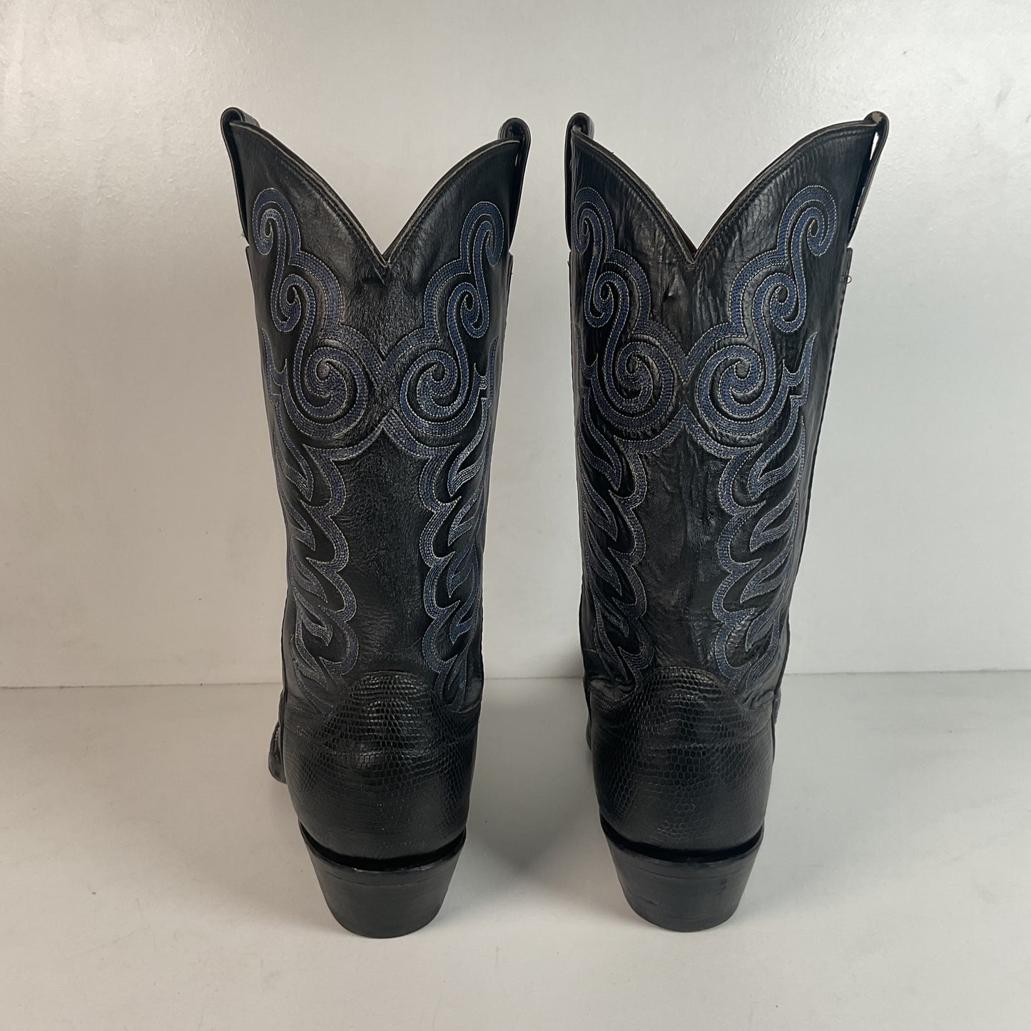 Black Lizard Teju Cowboy Boots 11 D Round Toe