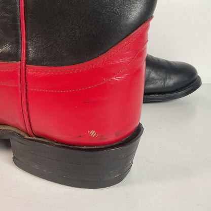 Olathe Western Roper Boots | Red & Black Calf | USA Made | Men’s 9 D