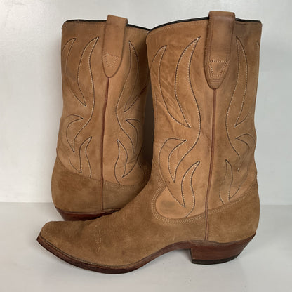 Vintage 1960s Rough Out Suede Cowboy Boots 10 D USA Made