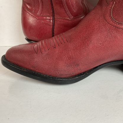 Vintage Panhandle Slim Red Cowgirl Boots 6.5 B Hand Crafted