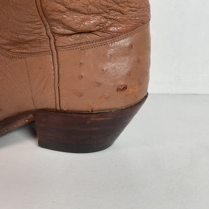 Vintage M.L. Leddy Full Ostrich Quill Cowboy Boots Custom Thrashed