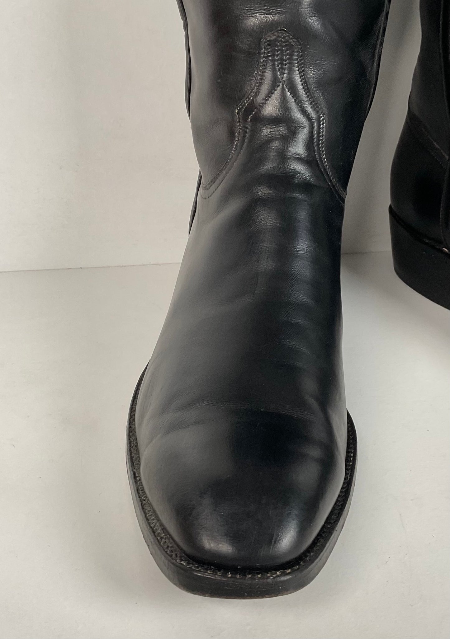 Vintage Lucchese French Toe Cowboy Boots | Black Calf | USA Made | Men’s 11 C
