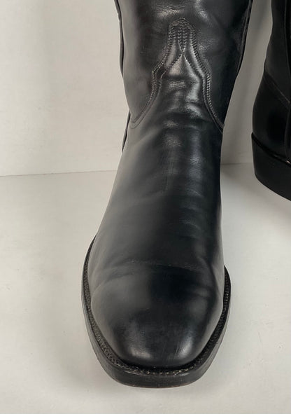 Vintage Lucchese French Toe Cowboy Boots | Black Calf | USA Made | Men’s 11 C