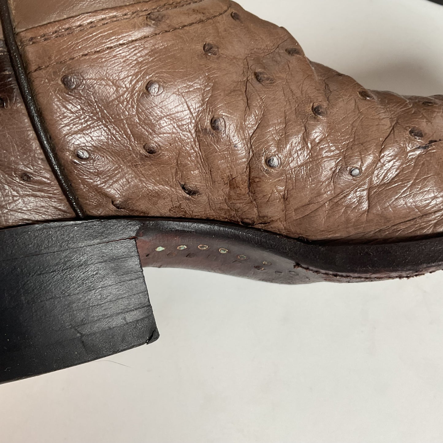 Justin Full Ostrich Quill Cowboy Boots 10 E USA Made Exotic