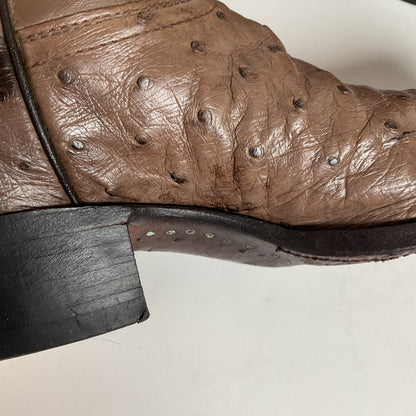 Justin Full Ostrich Quill Cowboy Boots 10 E USA Made Exotic