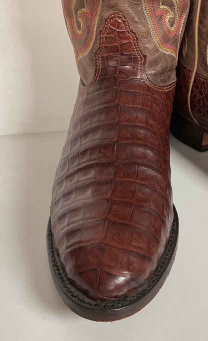 Nocona Exotic Caiman Crocodile Cowboy Boots 9 D Belly Cut USA