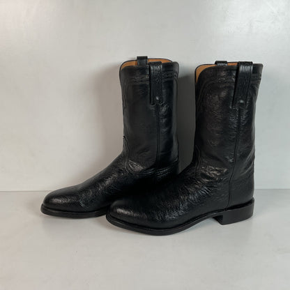 Lucchese 2000 Exotic Smooth Ostrich Roper Boots 9.5 D Made in Texas