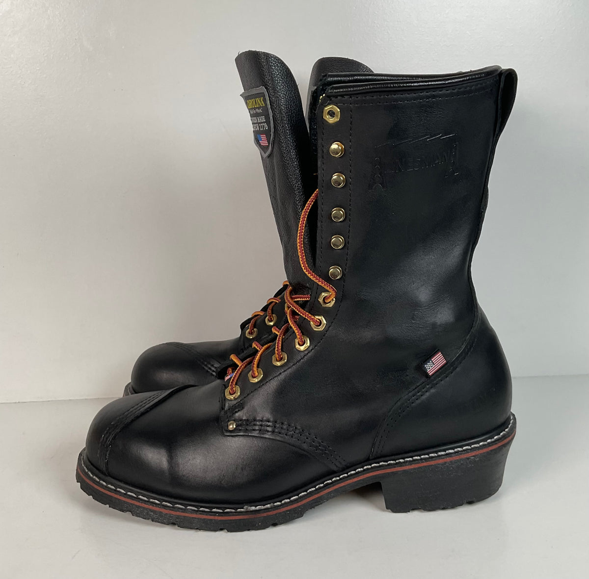 Carolina Linesman Boots | Soft Toe | Black Oil Tan | USA Made | Men’s 12 D