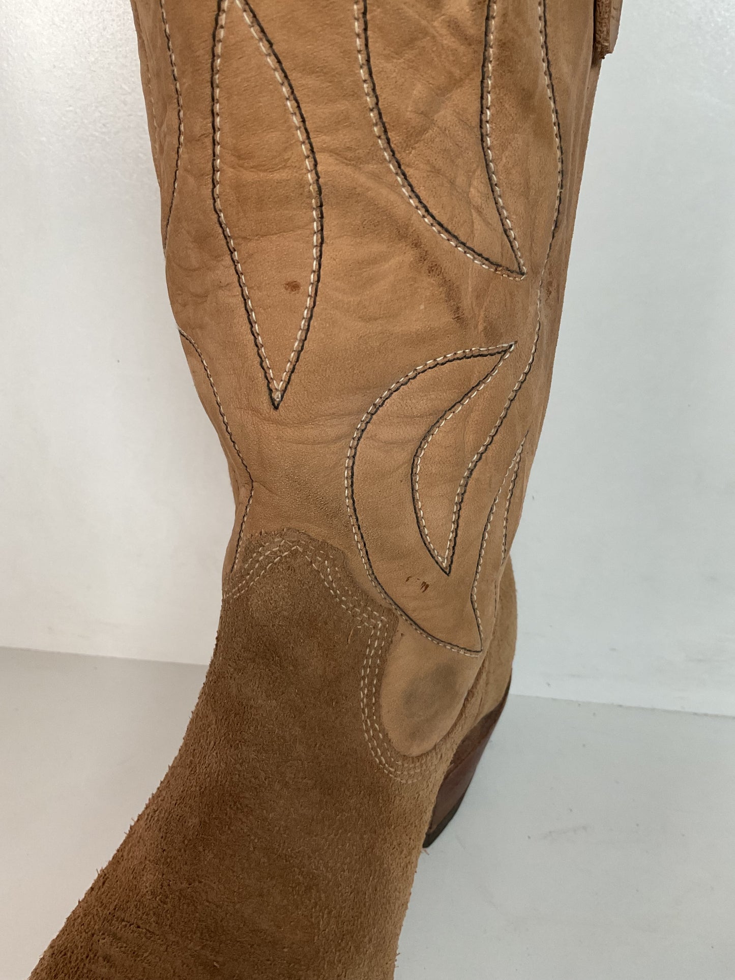 Vintage 1960s Rough Out Suede Cowboy Boots 10 D USA Made