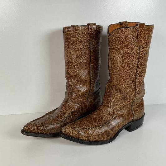 Vintage Wrangler Algonquin Toe Cowboy Boots | Sea Turtle Imitation Print | Men’s 9.5 D