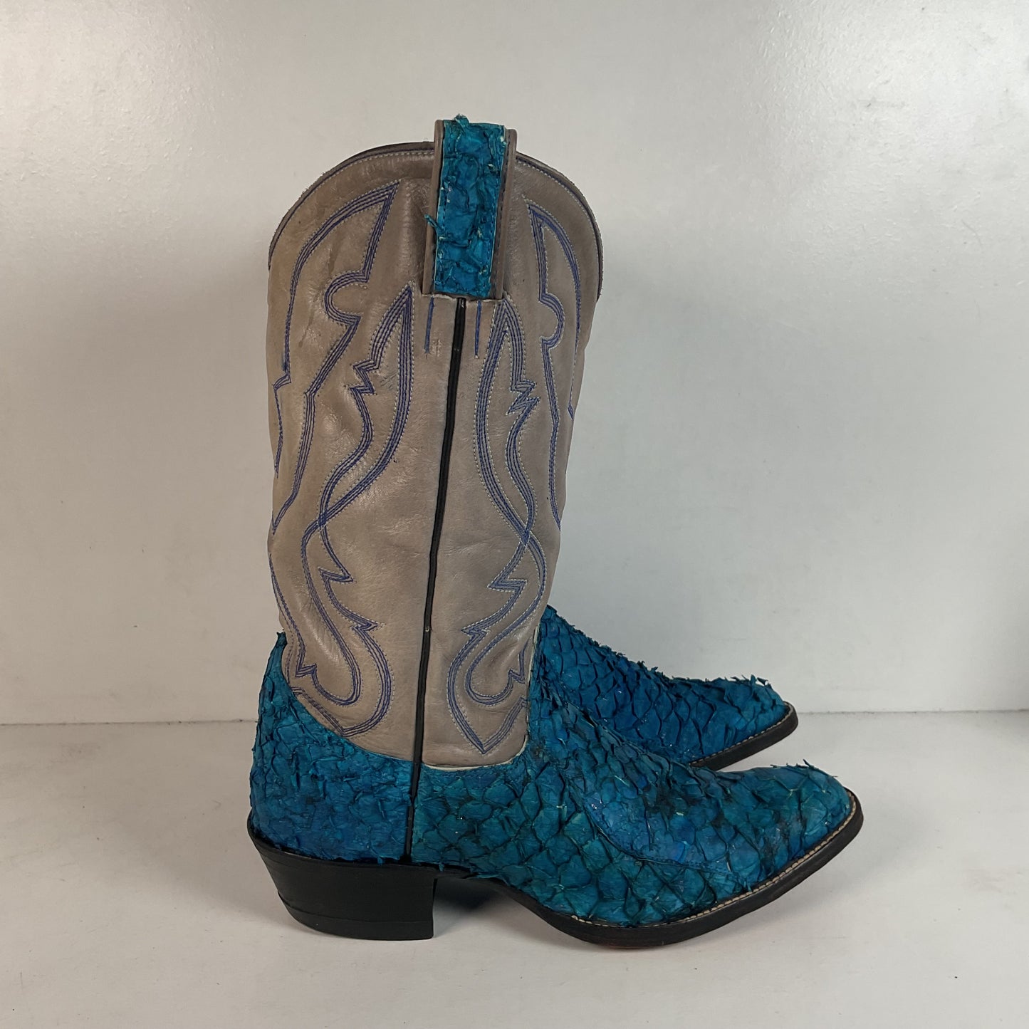 Custom Blue Sea Bass Cowboy Boots Men’s 7.5 | Women’s 8.5 Exotic