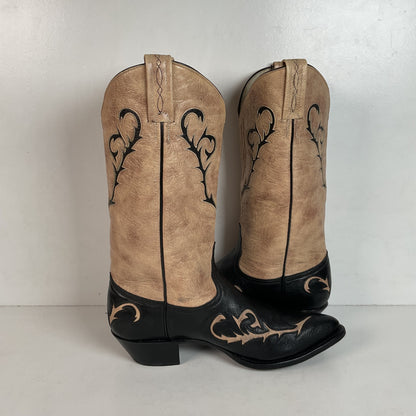Tony Lama Cowgirl Boots — Tooled Inlay — USA Made — 8.5 M