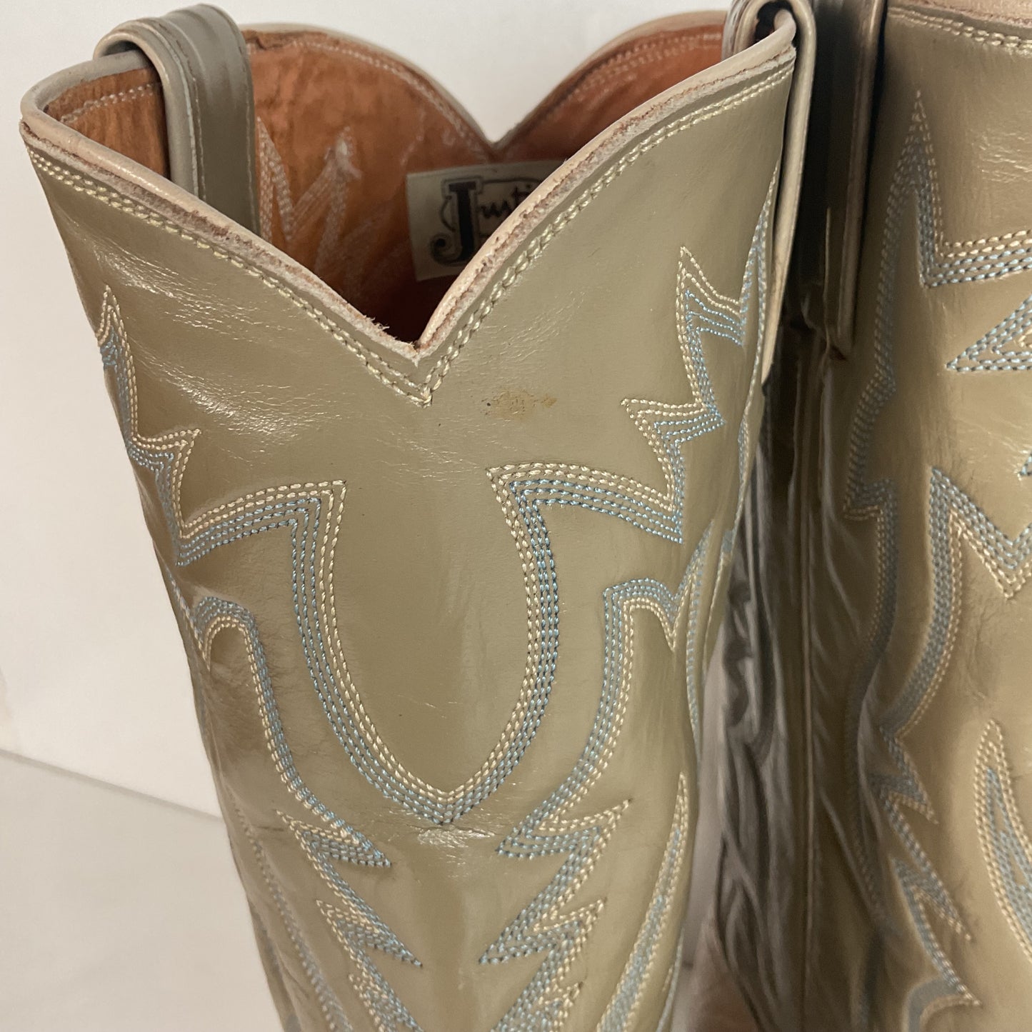 Vintage 1960s Justin Exotic Elephant Cowboy Boots 11 B Old White Label