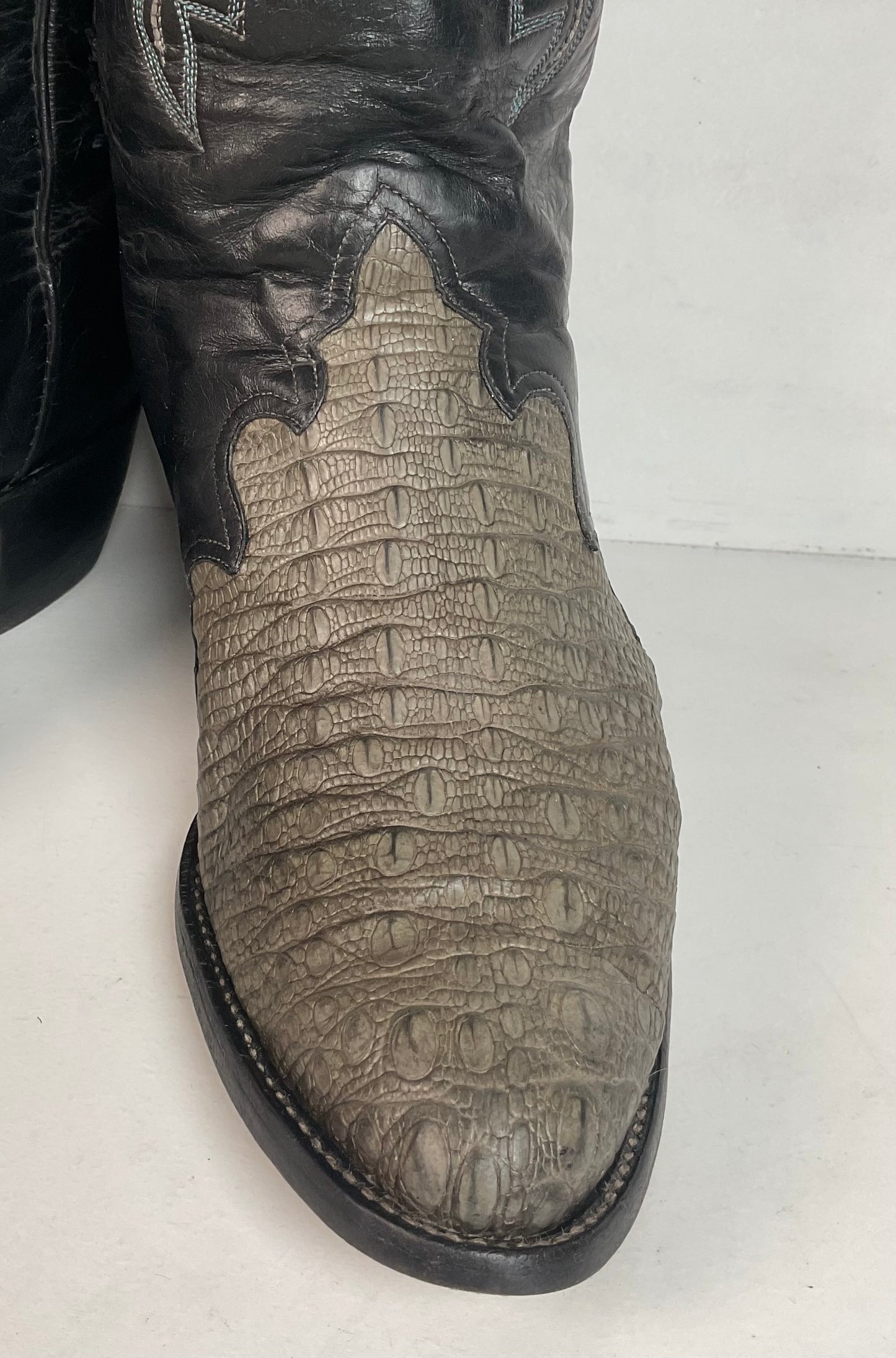 Vintage Larry Mahan Hornback Lizard Cowboy Boots 9.5 D Triad Thrashed HBL