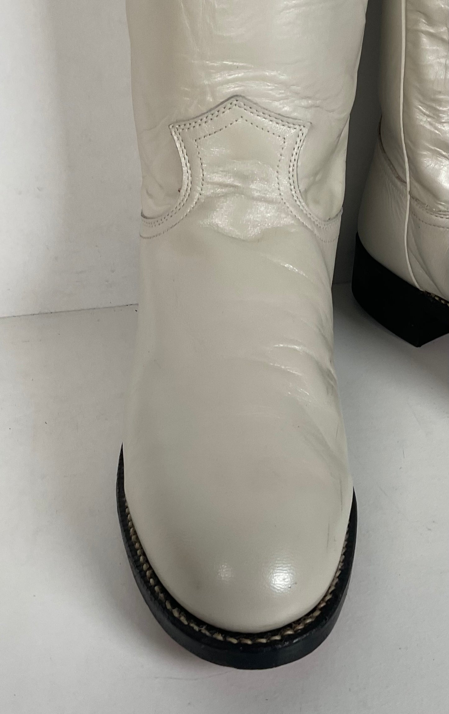 Justin Pearl White Roper Boots | Cowgirl | USA Made | Women’s 7.5 B