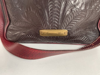 Tooled American West Purse Burgundy W/Bag Charm