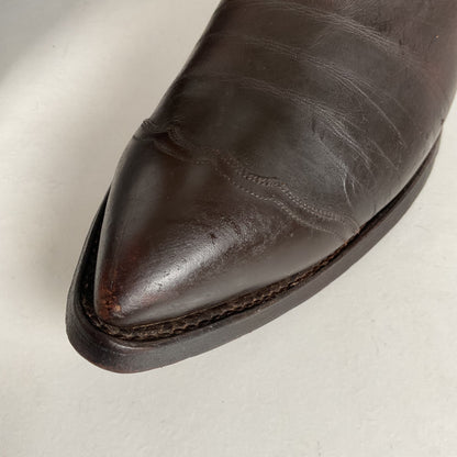 Custom Cowboy Boots | Wingtip Triad | Dark Brown Calfskin | Narrow | Men’s 9.5