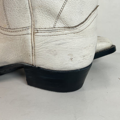 Vintage 1960s Justin White Cowboy Boots Men's 10 B | Women’s 11 Old Fort Worth Label