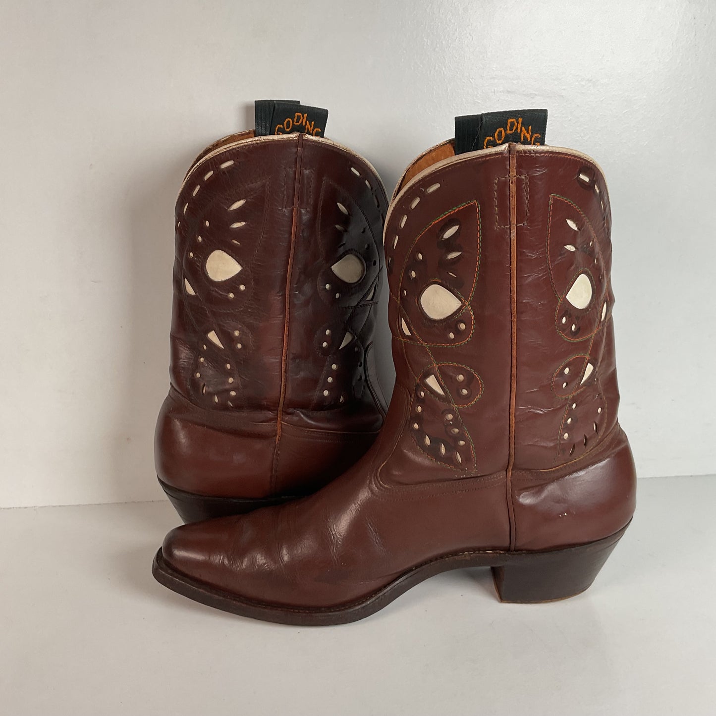 1940s Men’s Goding Pee Wee Cowboy Boots 10.5 D Butterfly Inlay