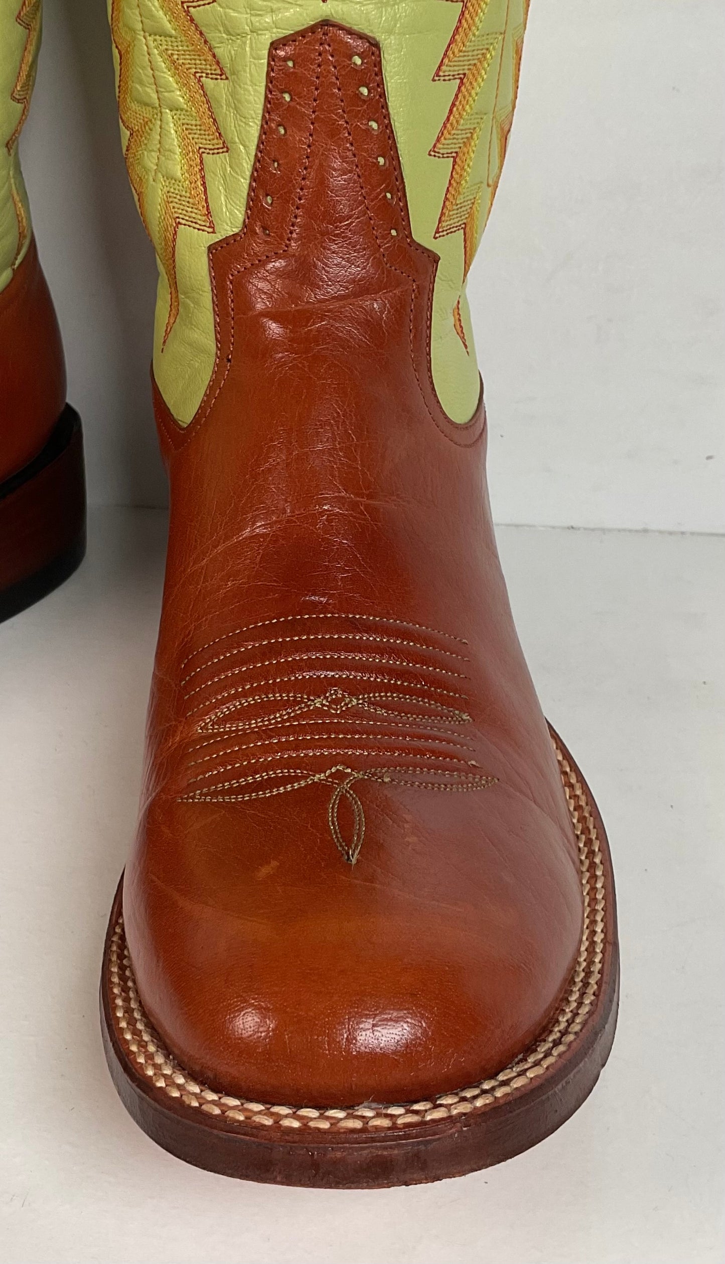 Rod Patrick Goat Skin Cowgirl Boots Men’s 8.5 B | Women’s 10 Collar Overlay