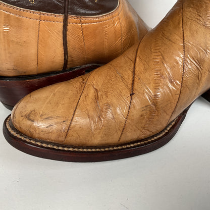 Vintage Eel Skin Cowboy Boots | Exotic | Butterscotch | Narrow | Men’s 11.5 B